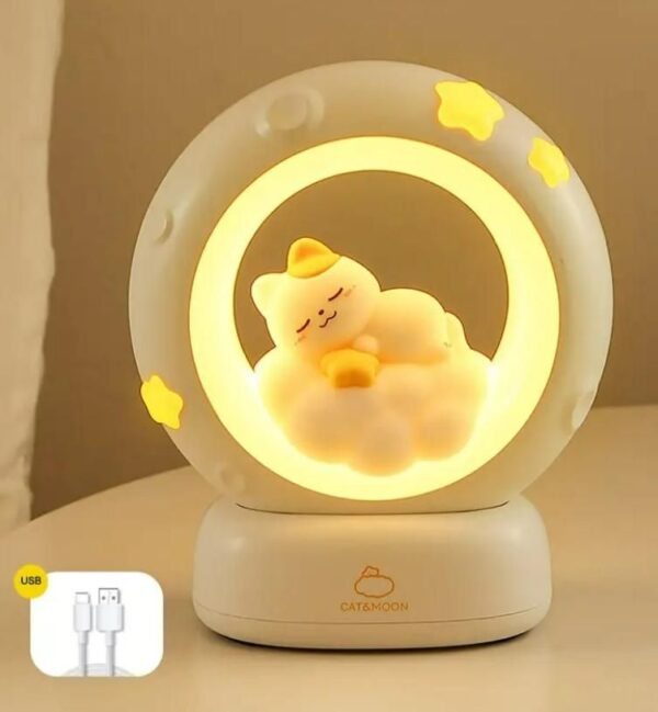 Sleeping Cat LED Night Light Lamp with Touch Control - Image 3