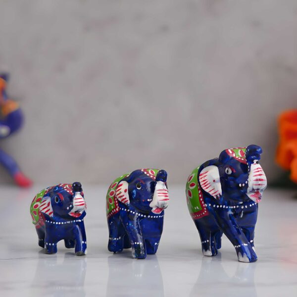 Lucky Charm Trio – Set of 3 Vibrant Elephant Figurines for Home Decor - Image 3
