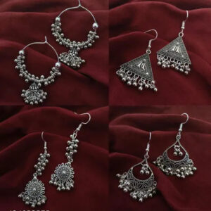Oxidised Jhumka Earrings Combo – Set of 4 for Women & Girls