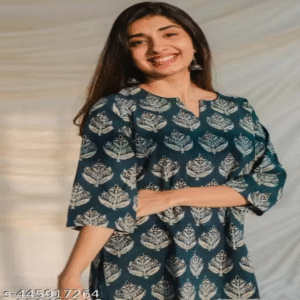 Chikankari Inspired Hand Block Printed Kurti